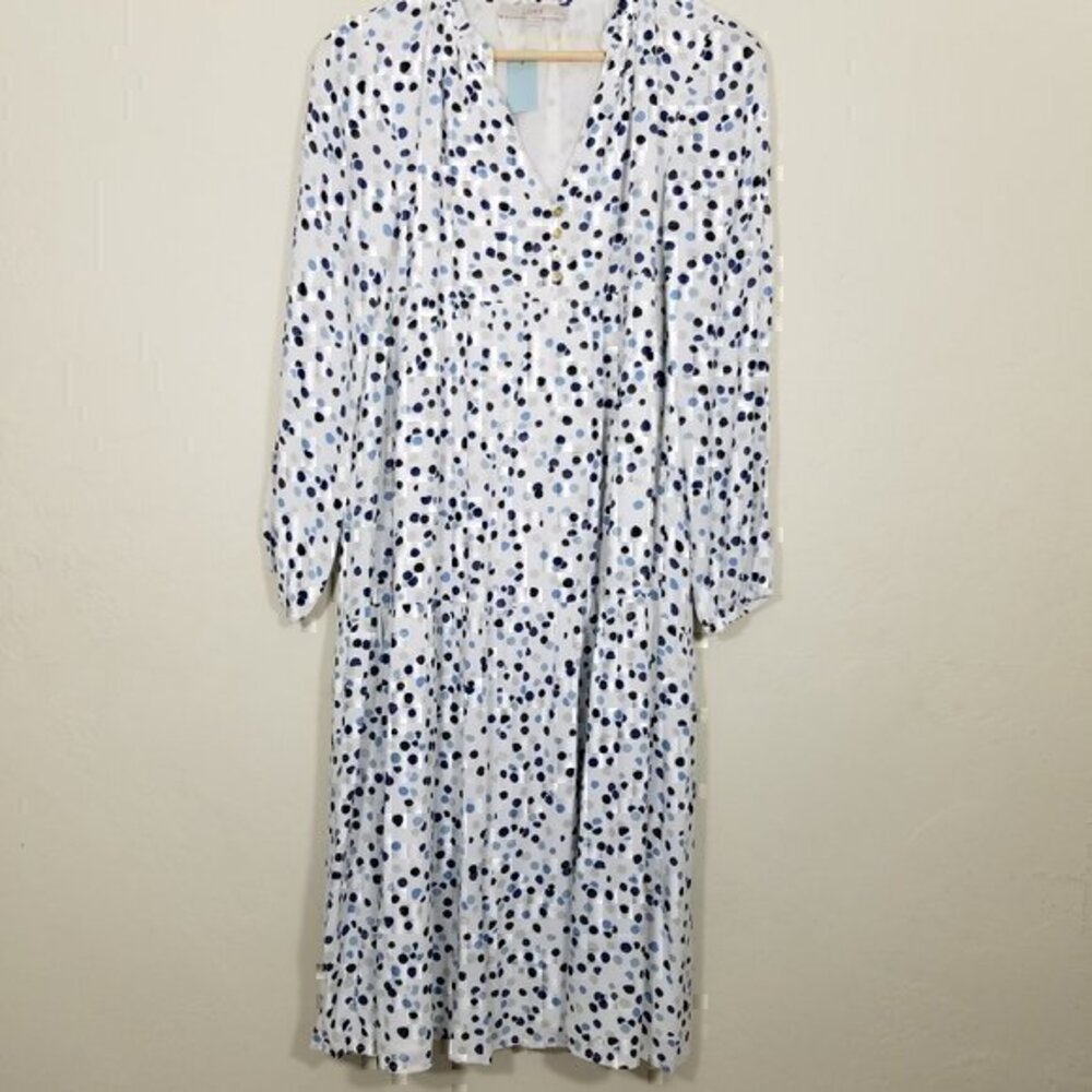 NWT LOFT Petite Polka Dots Long Sleeve Tiered Dress Size XSP